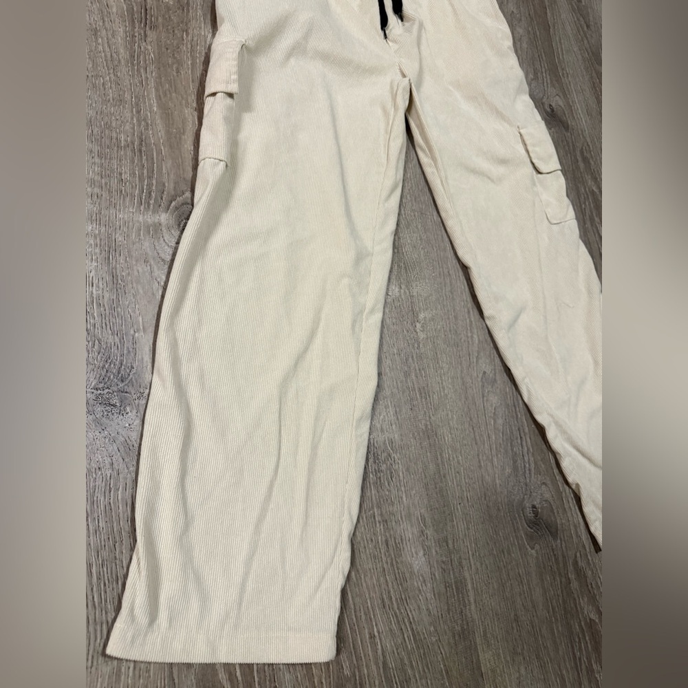 Huck Beige Corduroy Cargo Lounge Pants | Drawstring | Casual Utility Style - Picture 4 of 10